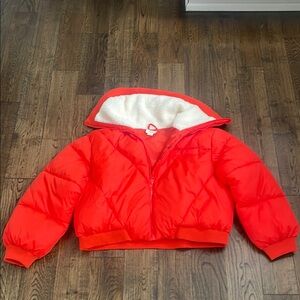 Anthropologie Maeve Red Orange Quilted Puffer Jacket High Collar 2XL